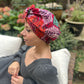 Luxury Silk Turban & Head wrap - Liberty of London Satsuki in Red Graphic printed silk & wool blend - Silk & Lawn