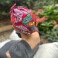 Luxury Silk Turban & Head wrap - Liberty of London Satsuki in Red Graphic printed silk & wool blend - Silk & Lawn