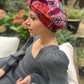 Luxury Silk Turban & Head wrap - Liberty of London Satsuki in Red Graphic printed silk & wool blend - Silk & Lawn