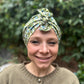 Ladies Turban Hat - Liberty of London Classic Green Mitsi floral print (LARGE) - Silk & Lawn