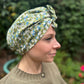 Ladies Turban Hat - Liberty of London Classic Green Mitsi floral print (LARGE) - Silk & Lawn