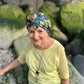 Ladies Turban Hat - Liberty of London Betsy Shadow in yellow mustard print - Silk & Lawn