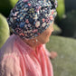 Ladies Turban Hat - Liberty of London Jude's Garden floral on black - Silk & Lawn
