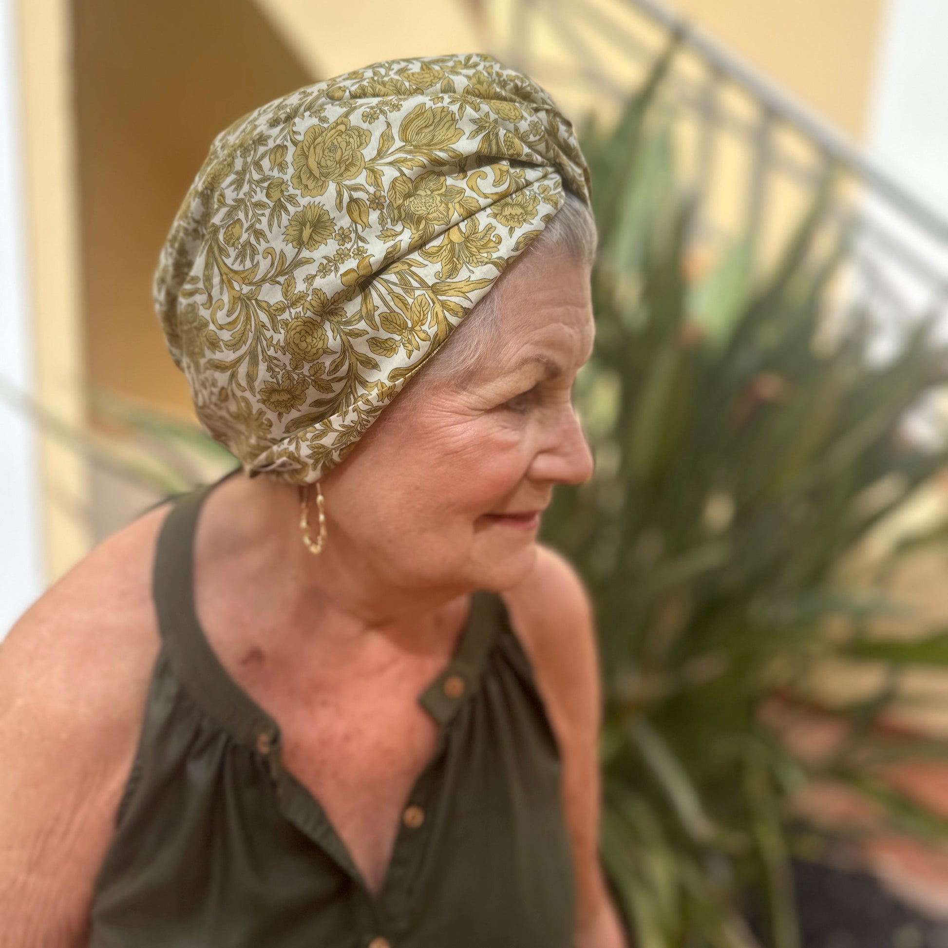 Little Susan Turban Hat -Gold graphic print - Silk & Lawn