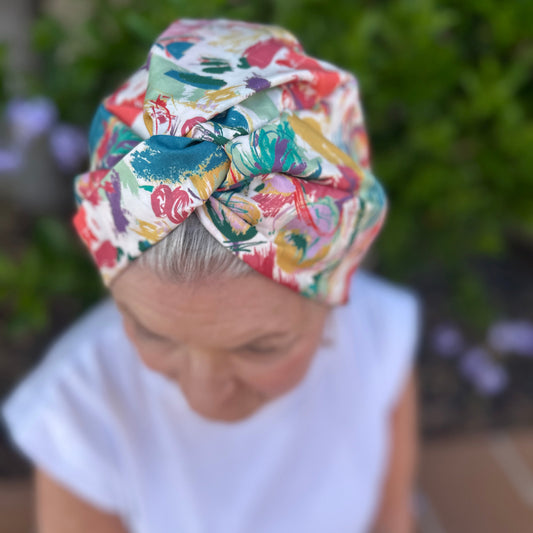 Little Susan Turban Hat - Nine Elms Liberty in Love - heart print