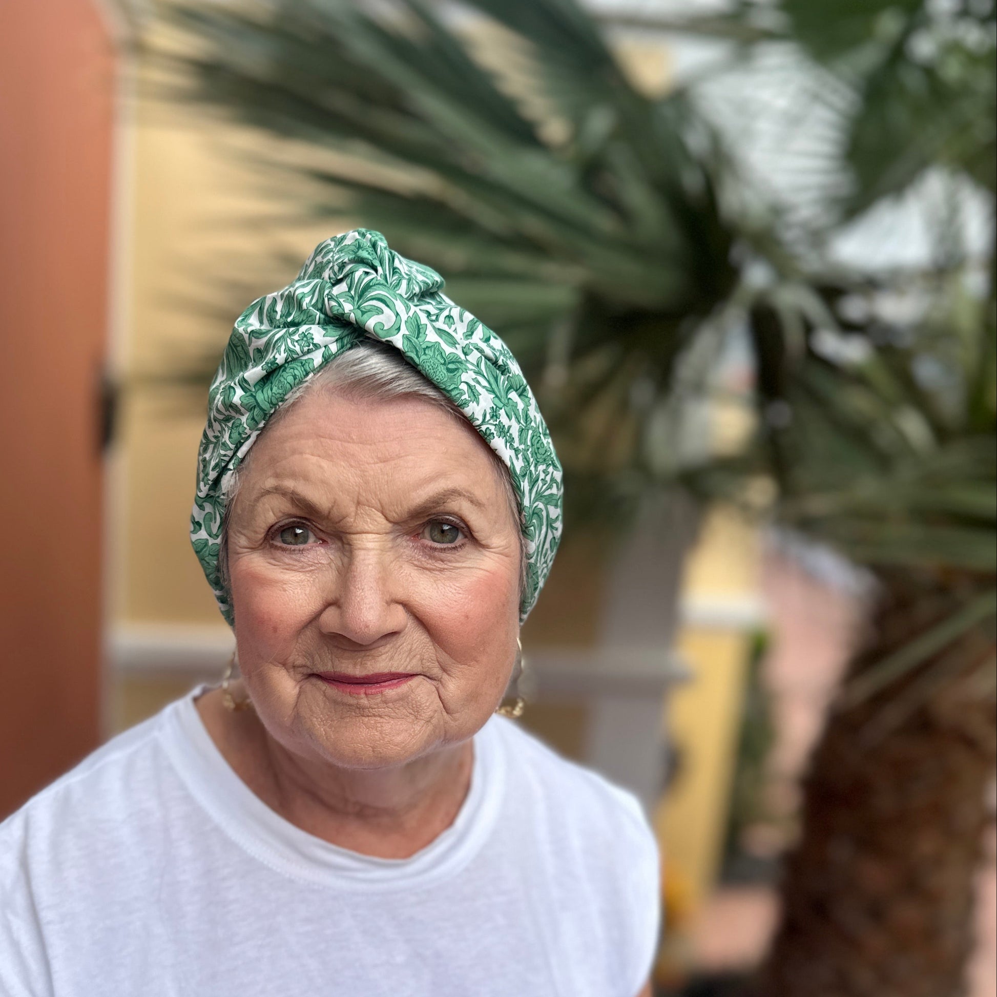 Little Susan Turban Hat -Liberty Green floral print - Silk & Lawn