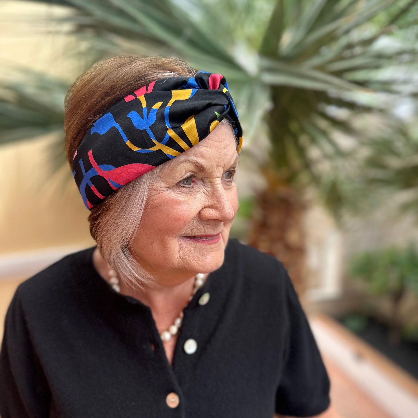Silk Twisted Turban hairband and neck scarf in Liberty of London Bold Floral print-  100% Belgravia Silk Satin - Silk & Lawn