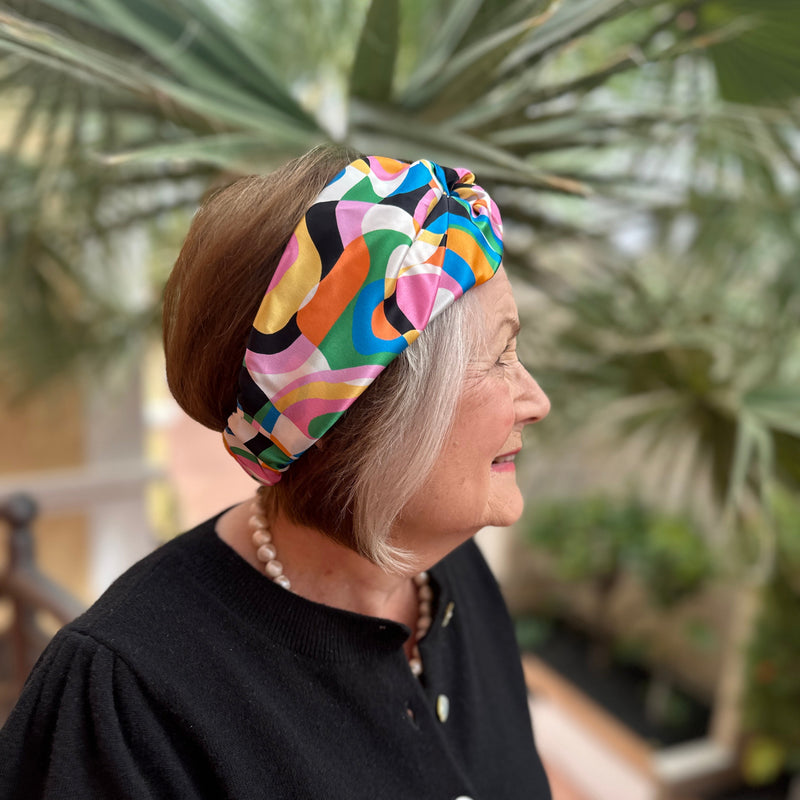 Silk Twisted Turban hairband and neck scarf in Liberty of London Ordinance - Pucci style print-  100% Belgravia Silk Satin - Silk & Lawn