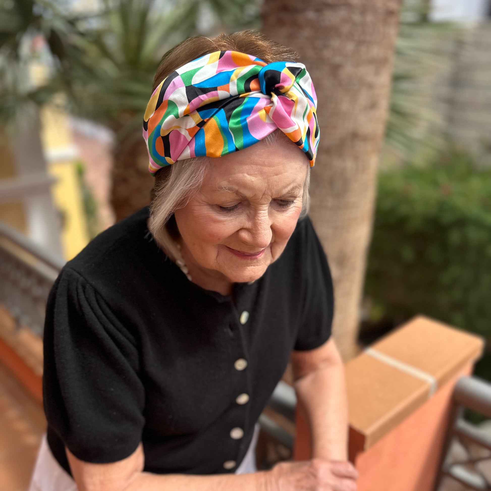 Silk Twisted Turban hairband and neck scarf in Liberty of London Ordinance - Pucci style print-  100% Belgravia Silk Satin - Silk & Lawn