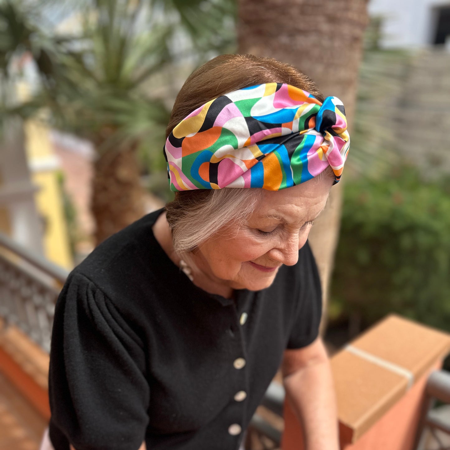 Silk Twisted Turban hairband and neck scarf in Liberty of London Ordinance - Pucci style print-  100% Belgravia Silk Satin - Silk & Lawn