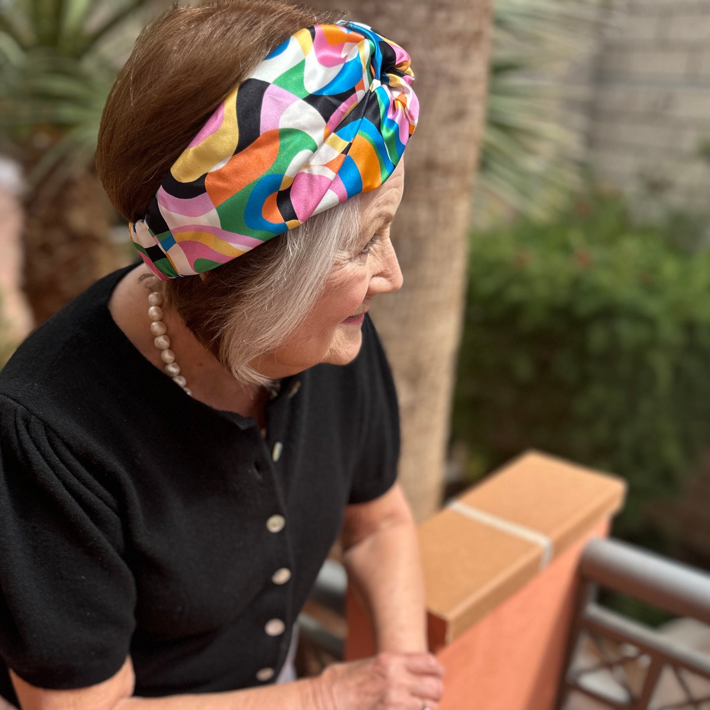 Silk Twisted Turban hairband and neck scarf in Liberty of London Ordinance - Pucci style print-  100% Belgravia Silk Satin - Silk & Lawn