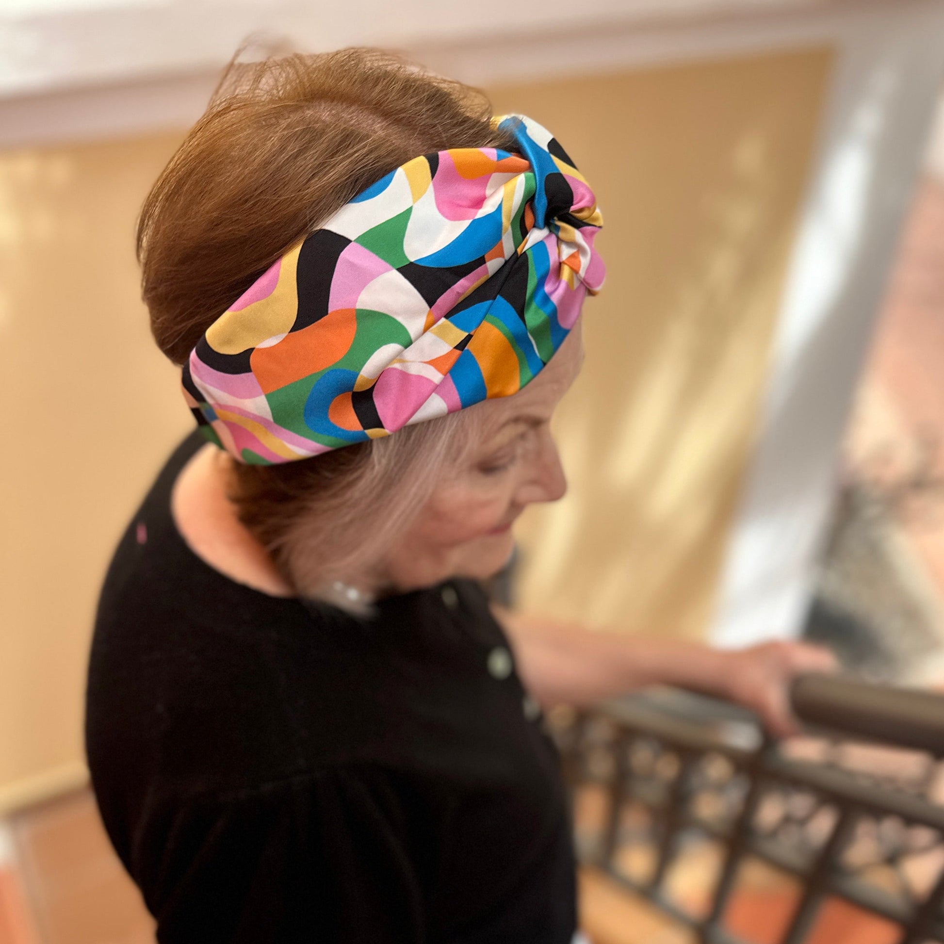 Silk Twisted Turban hairband and neck scarf in Liberty of London Ordinance - Pucci style print-  100% Belgravia Silk Satin - Silk & Lawn
