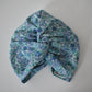 Little Susan Turban Hat in Blue Elysian Floral Liberty print in Lantana (cotton & wool blend) (MEDIUM) - Silk & Lawn
