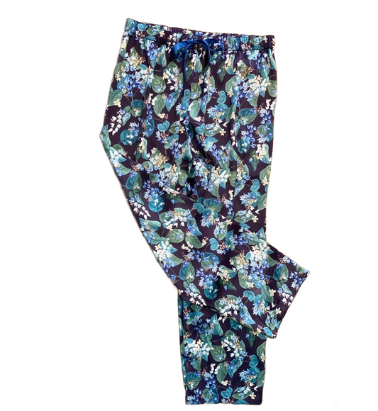 Classic Silk Pyjama bottoms - Liberty London Artist Silk in Blue Floral Osterley