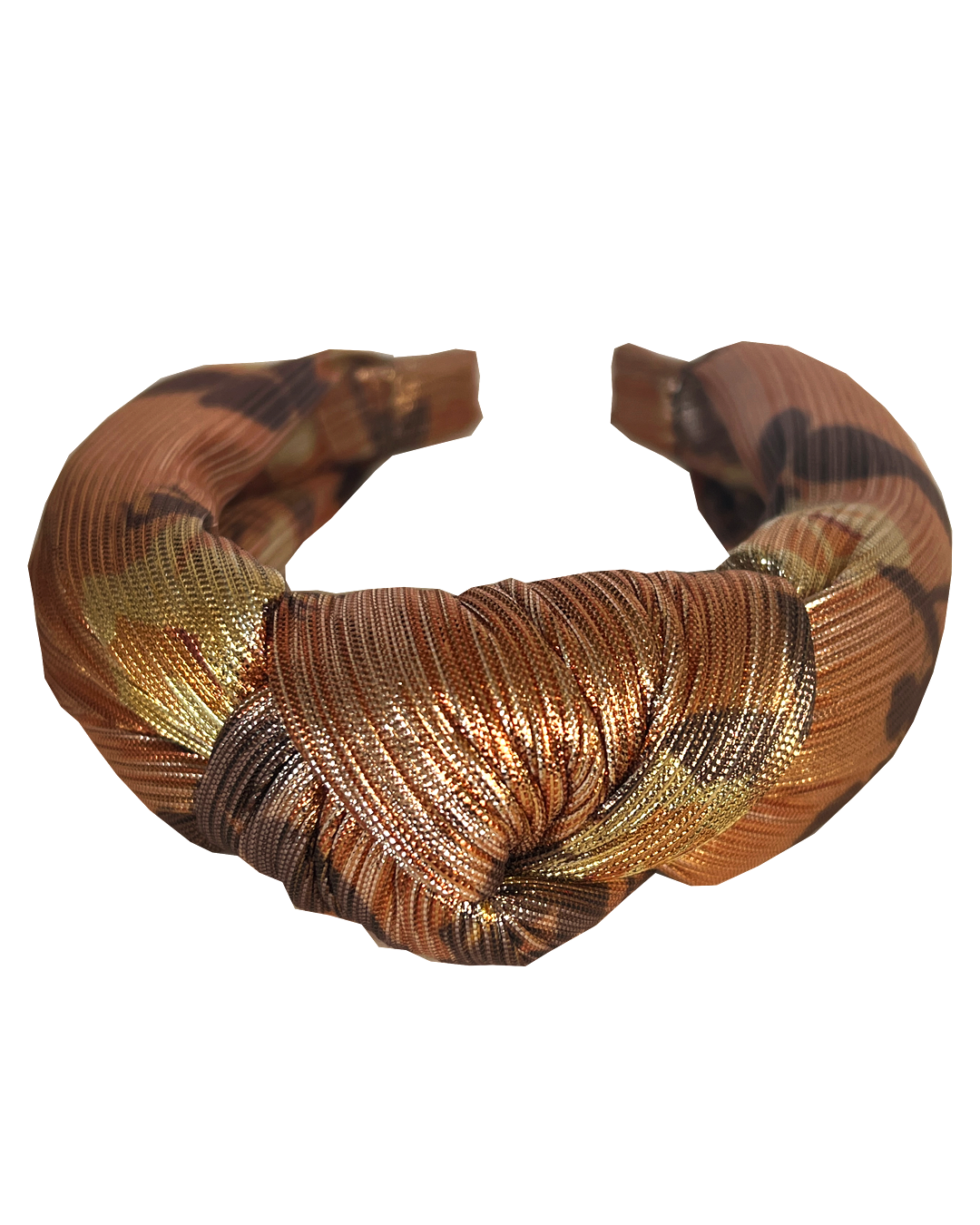 Luxury Silk Knot Alice band - Lou Taylor Botanical Orange and Pink Rose in Lamé