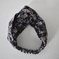Classic Blue Floral Twisted Turban hairband and neck scarf in Liberty Lantana (wool + cotton blend) (MEDIUM) - Silk & Lawn