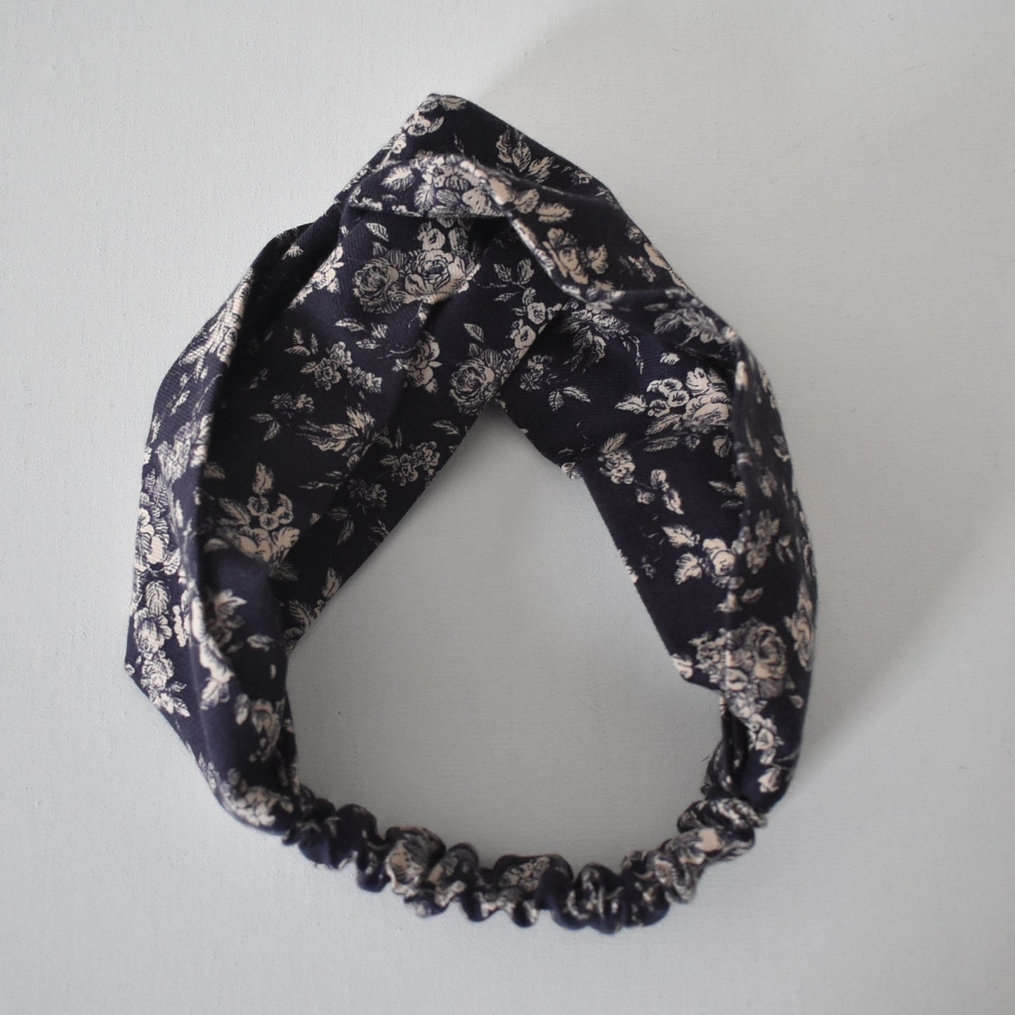 Classic Blue Floral Twisted Turban hairband and neck scarf in Liberty Lantana (wool + cotton blend)