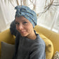 Ladies Turban Hat - Liberty of London Classic Blue Poppy floral print (LARGE) - Silk & Lawn