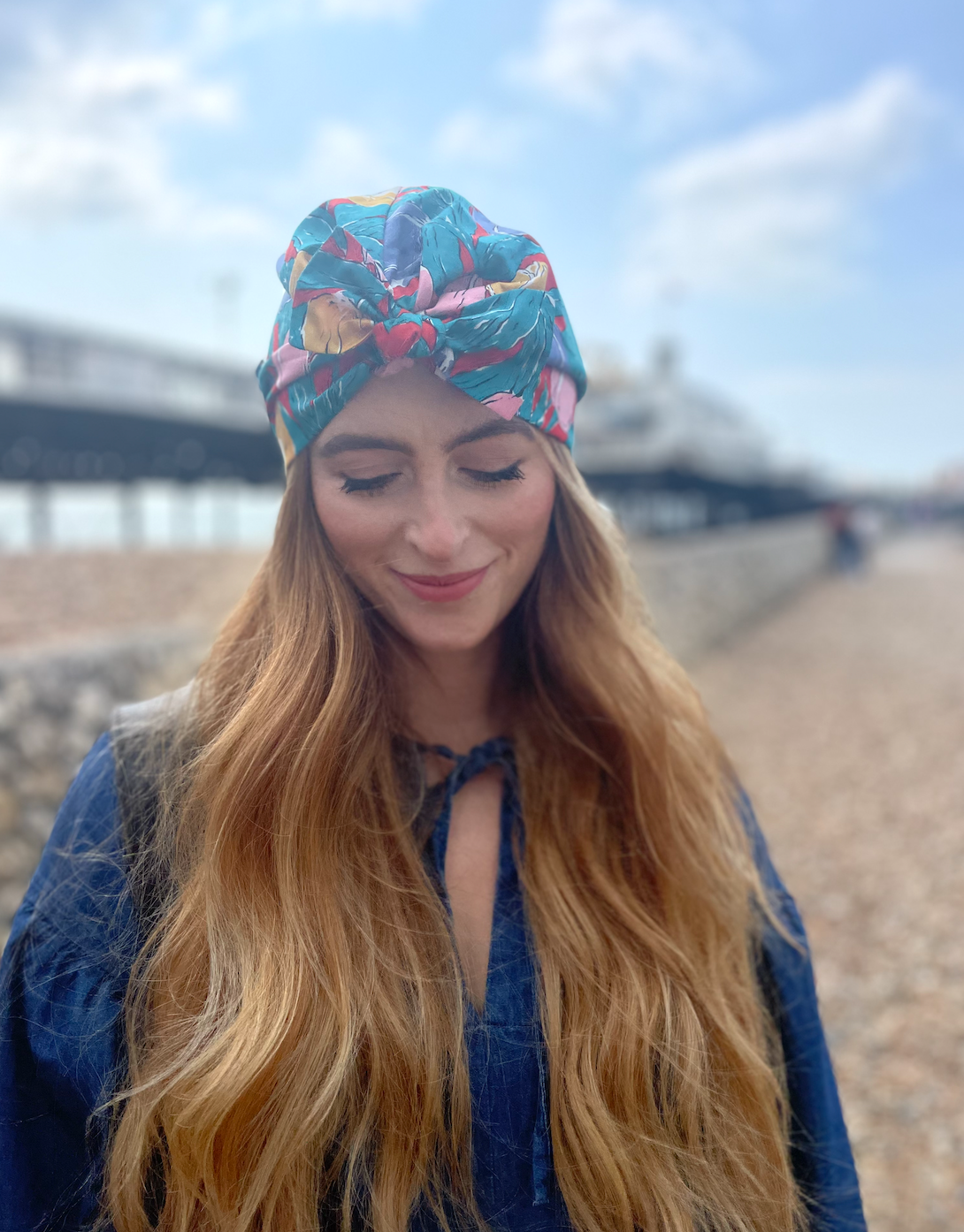 Ladies Turban Hat - Vintage Liberty of London Tulip - Bright floral