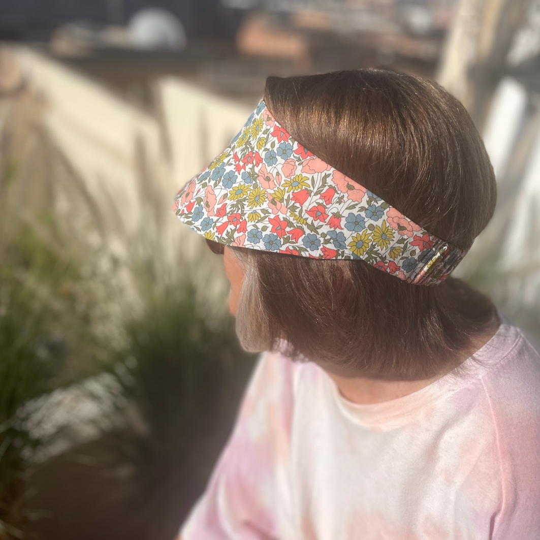 Sun Visor in Liberty Poppy & Daisy - Bright Floral print