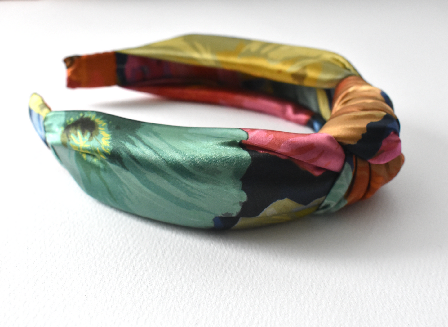 Luxury Silk Knot Alice band - Liberty of London Poppy Fantastic - Big Floral Graphic 100% Silk-Satin