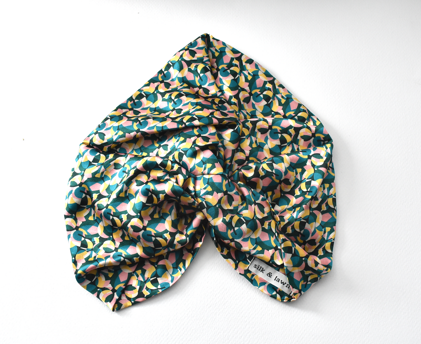 Small Twisted Silk Turban & Head wrap - Liberty of London Artist Bounce Graphic printed silk satin