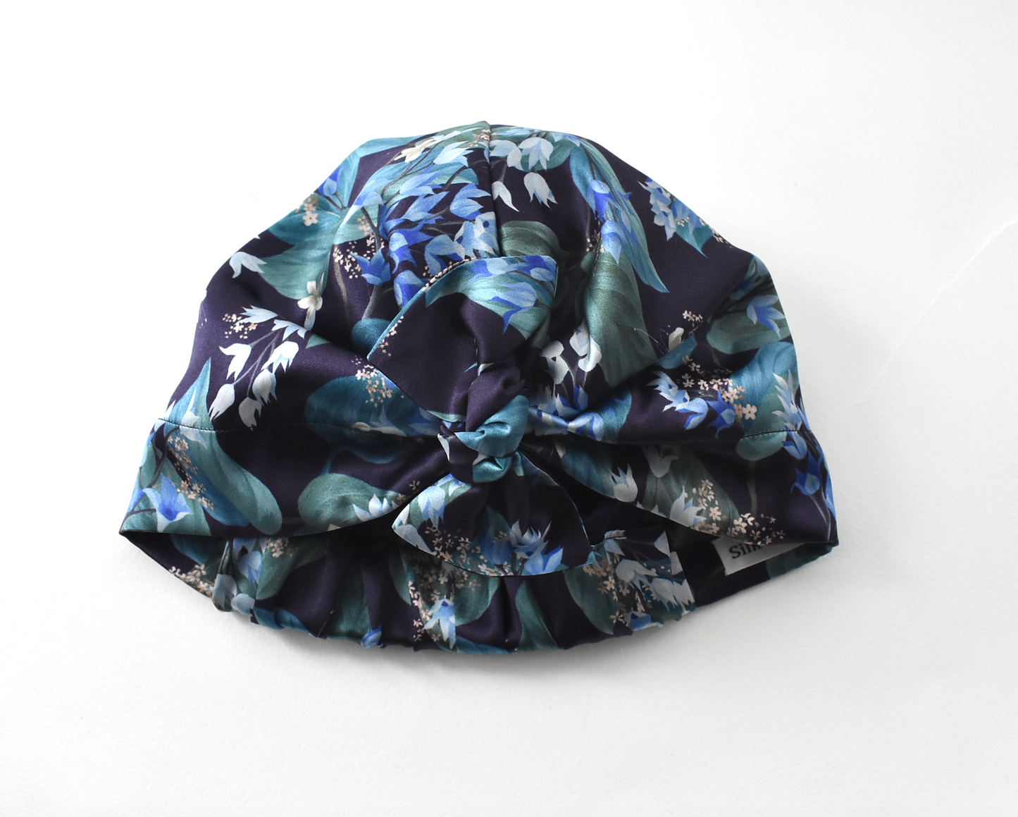 Luxury Silk Turban & Head wrap - Liberty of London Artist Blue Osterley Floral 100% Silk-Satin