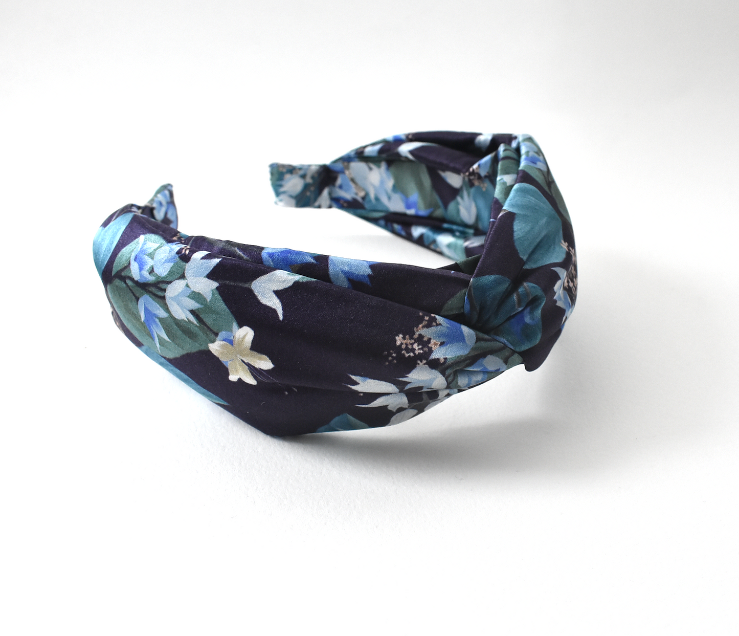 Luxury Silk Twisted Alice band - Liberty of London Artist Blue Osterley Floral 100% Silk