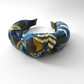 Luxury Silk Crepe Knot Alice band - Liberty of London Curation in Gold and Blue silk crepe - Silk & Lawn
