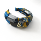 Luxury Silk Crepe Knot Alice band - Liberty of London Curation in Gold and Blue silk crepe - Silk & Lawn
