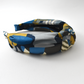 Luxury Silk Crepe Knot Alice band - Liberty of London Curation in Gold and Blue silk crepe - Silk & Lawn