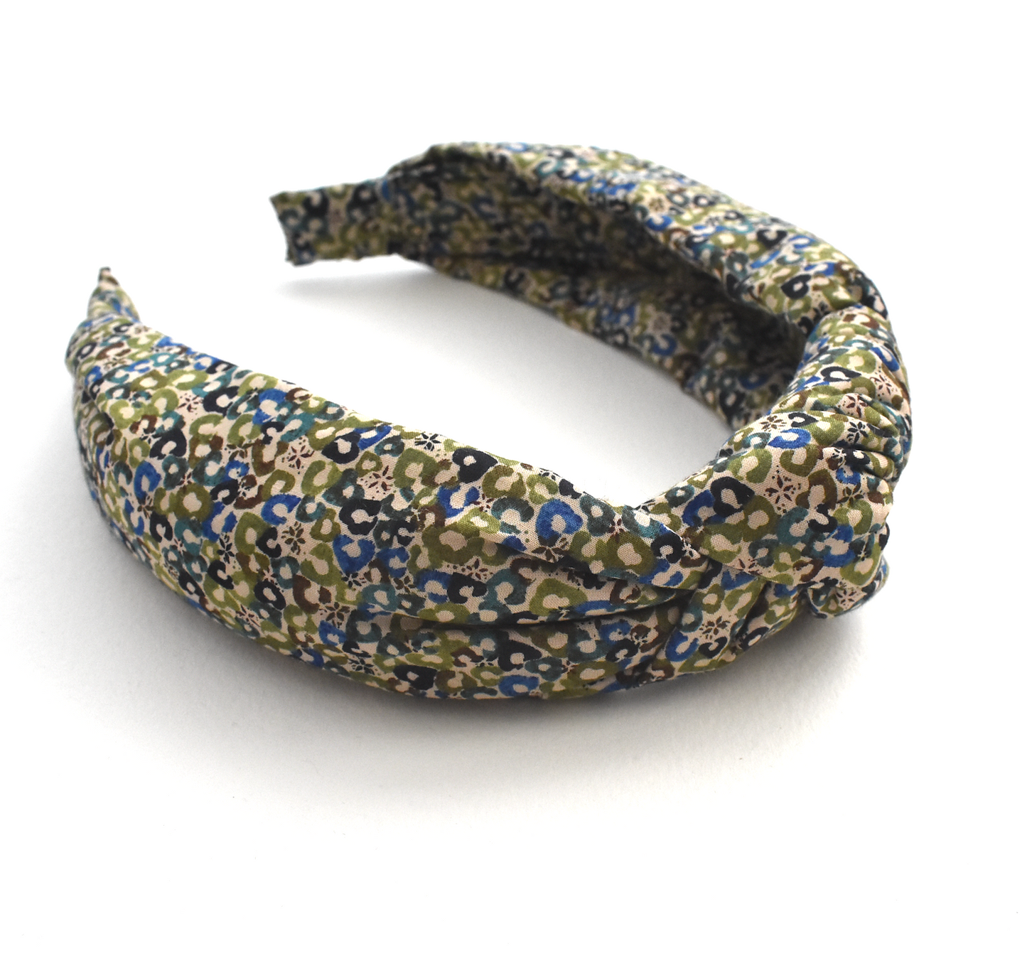 Classic Knot head band - Liberty of London Green Sweet Cherries - Ditsy print