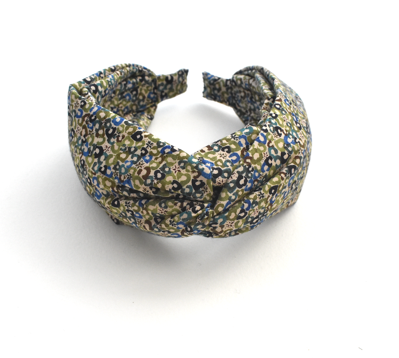 Twisted Alice Headband - Liberty of London Green Sweet Cherries - Ditsy print