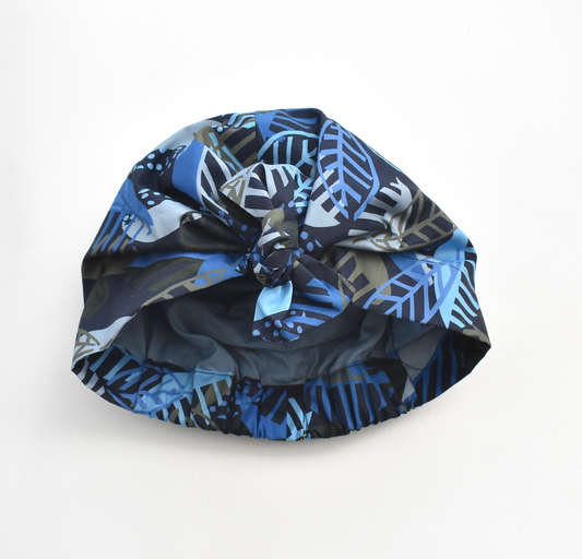 Ladies Turban Hat - Liberty of London Blue Memphis Trail Abstract Floral print