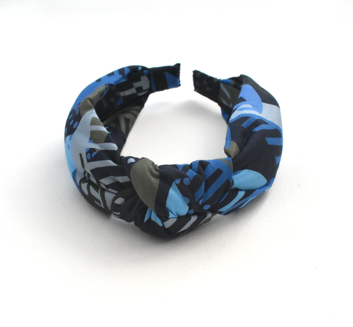 Classic Knot head band - Liberty of London Blue Memphis Trail Abstract Floral print