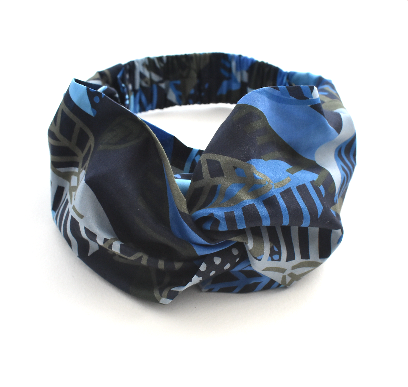 Twisted Turban Headband - Liberty of London Blue Memphis Trail Abstract Floral print