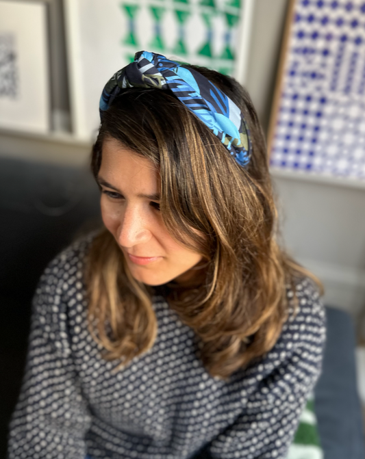 Classic Knot head band - Liberty of London Blue Memphis Trail Abstract Floral print