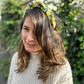 Silk Twisted Alice band - Liberty of London Stone Garden Yellow Rose 100% Silk Satin - Silk & Lawn