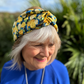 Silk Twisted Turban hairband  in Liberty of London Stone Garden Yellow Roses - 100% Silk-Satin (MEDIUM) - Silk & Lawn