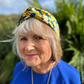Silk Twisted Turban hairband  in Liberty of London Stone Garden Yellow Roses - 100% Silk-Satin (MEDIUM) - Silk & Lawn