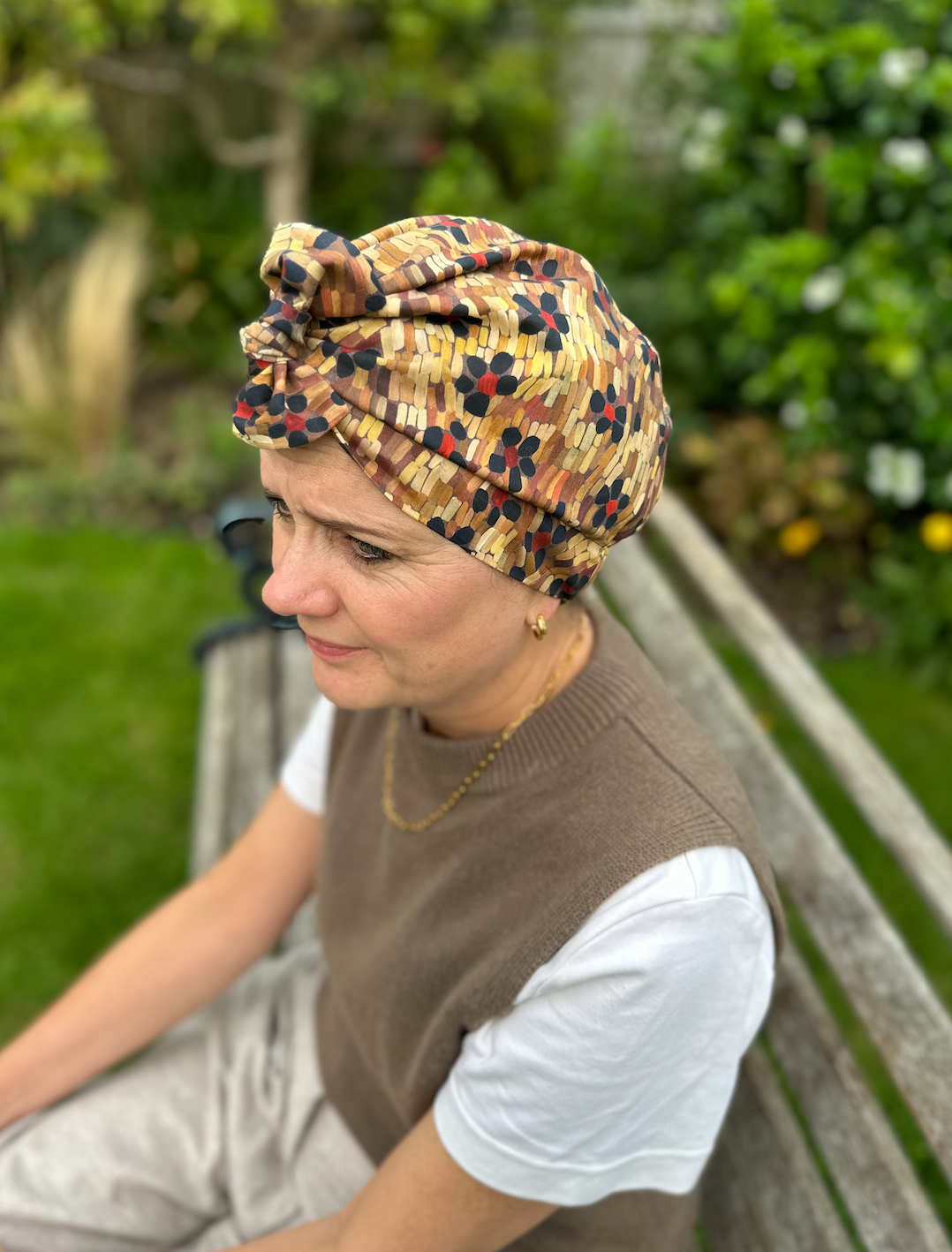 Ladies Turban Hat - Liberty of London Daisy Roar Floral print