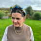 Luxury Silk Crepe Knot Alice band - Liberty of London Curation in Gold and Blue silk crepe - Silk & Lawn