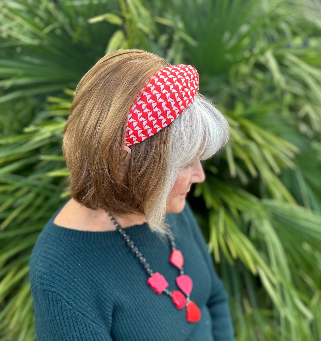 Twisted Alice Headband - Liberty of London Jonathan Print in red and white