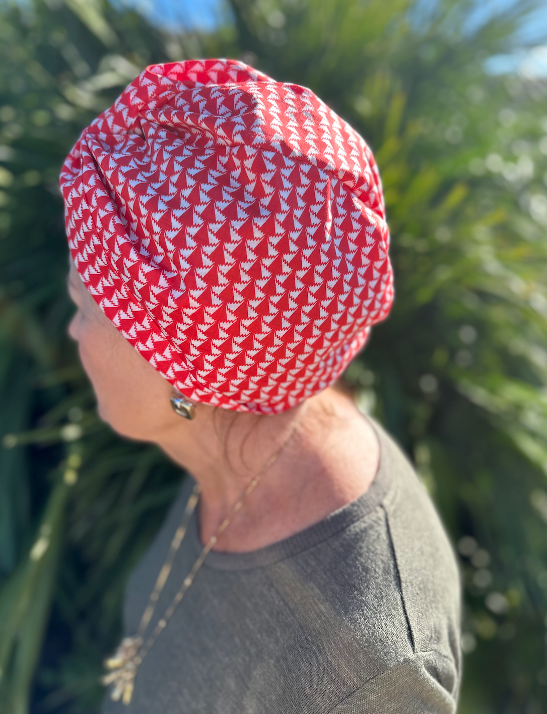 Little Susan Turban Hat - Red and White Jonathan print by Liberty of London