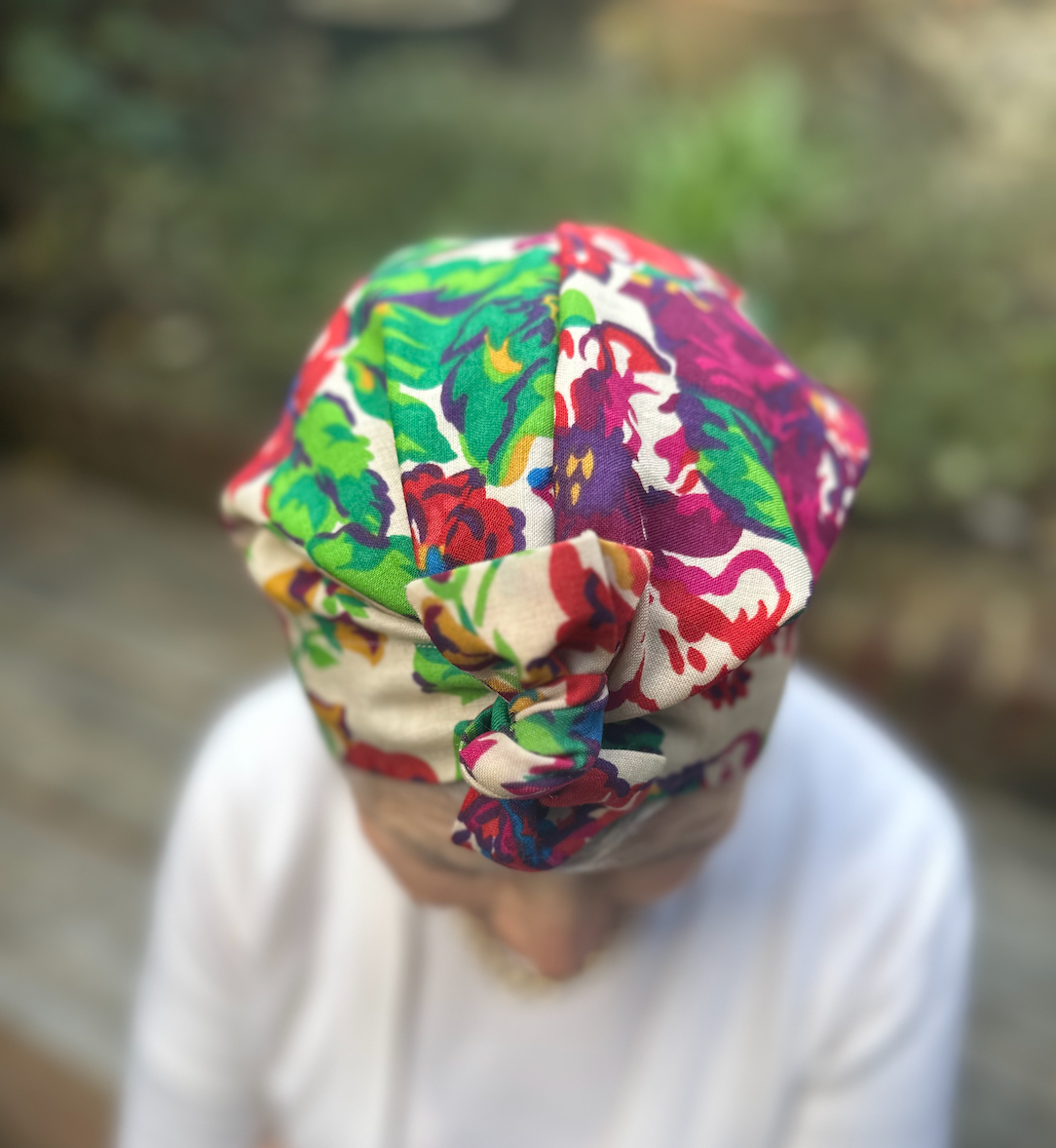 Ladies Turban Hat - Vintage Liberty of London Bright Bold Floral in Varuna Wool