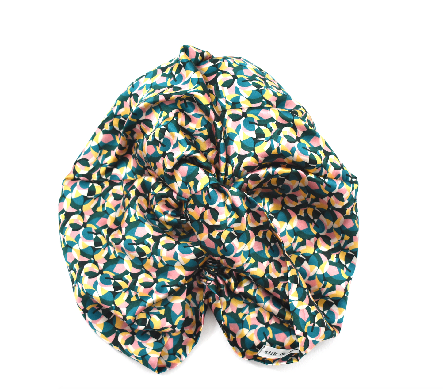 Small Twisted Silk Turban & Head wrap - Liberty of London Artist Bounce Graphic printed silk satin