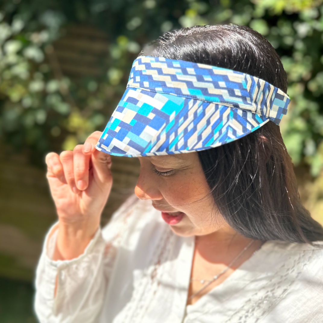 Sun Visor in Liberty of London Blue Ziggy print