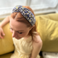 Twisted Alice Headband - Liberty of London Yellow and Navy Blue Floral print - Silk & Lawn