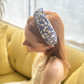 Twisted Alice Headband - Liberty of London Yellow and Navy Blue Floral print - Silk & Lawn