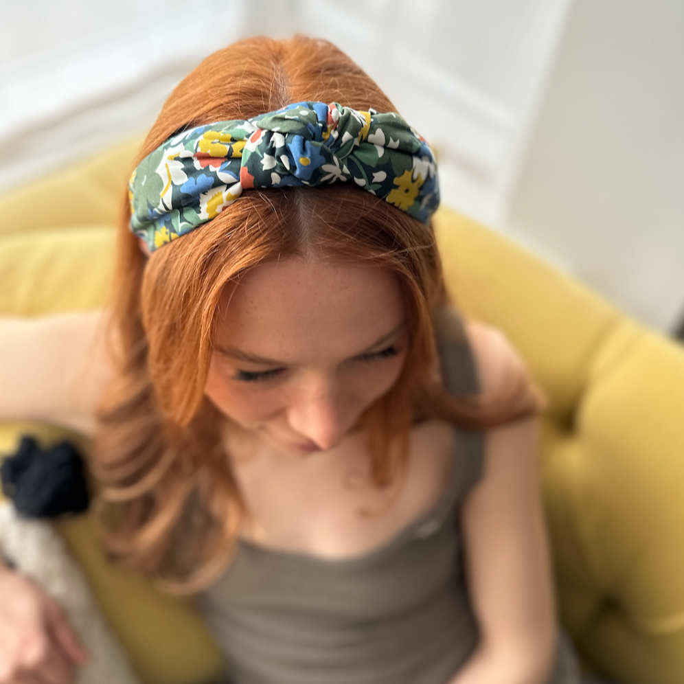 Classic Knot Alice Headband - Liberty of London Green Floral